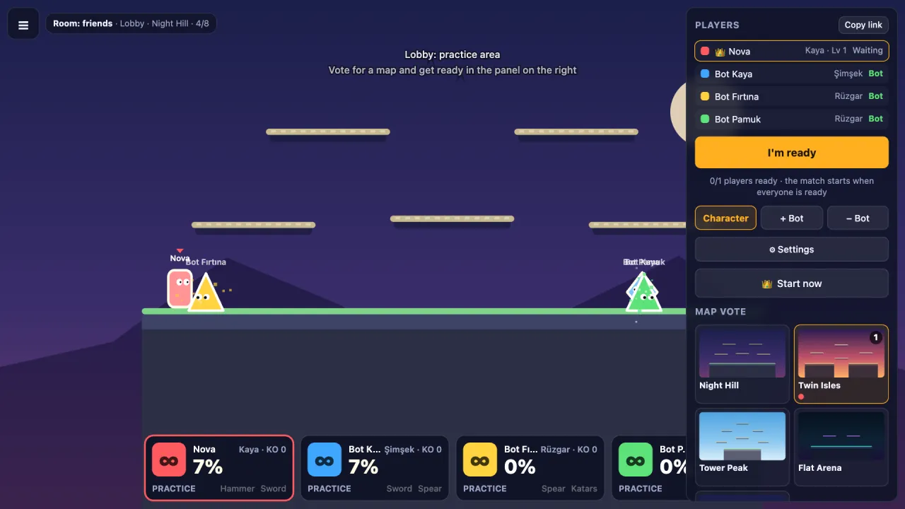 Lobby with map vote and match rules